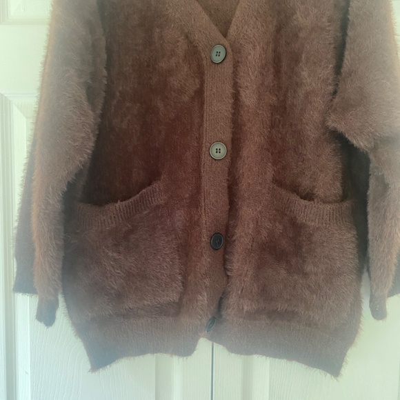 Chocolate Brown Cozy button down cardigan Sweater Size Large - Picture 2 of 4